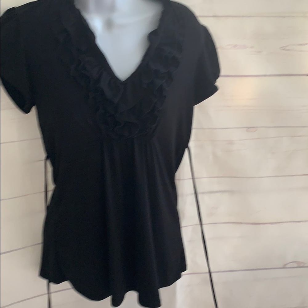 Black Short Sleeve Blouse By Tamara